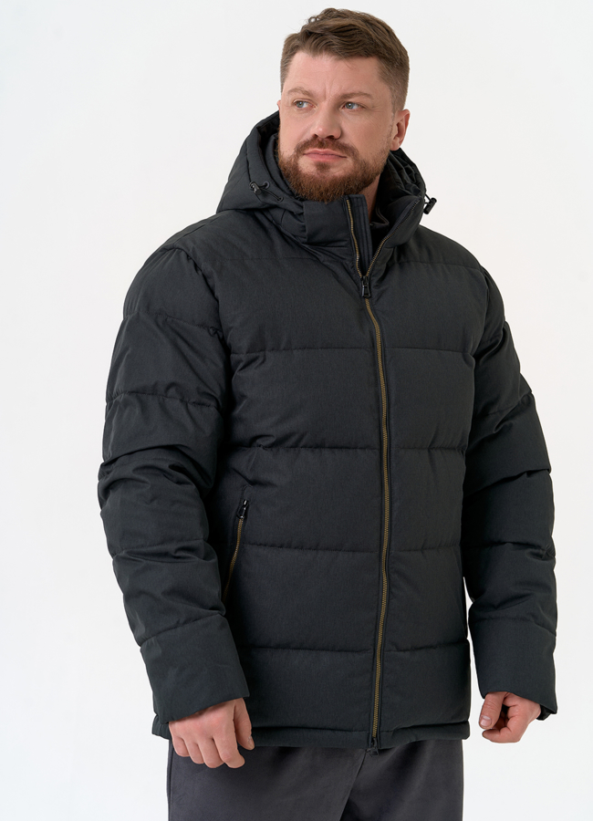 Мужской пуховик с капюшоном  модель № 31472 меха малина