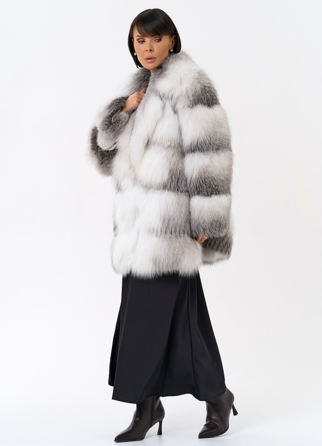 Шуба из белой лисы модель № 2521 универмаг малина