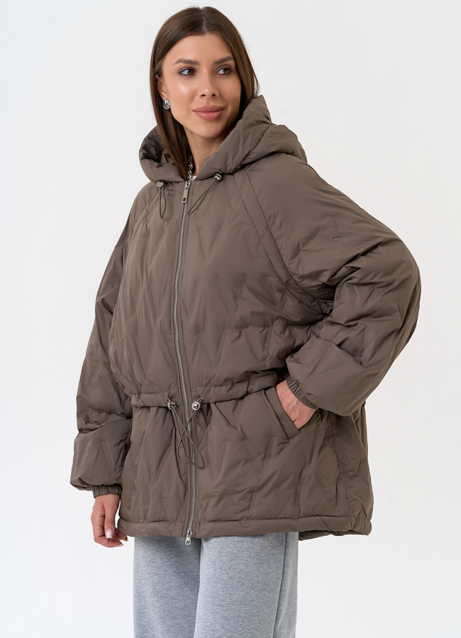 Женская куртка в коричневом цвете с капюшоном модель № 31391 универмаг малина