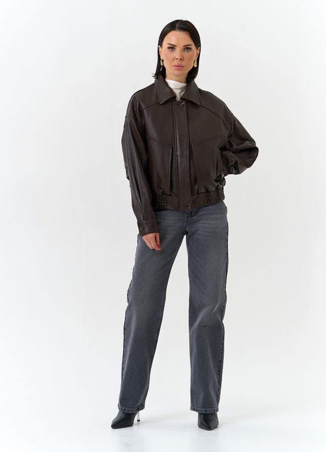 Женская куртка бомбер из натуральной кожи модель № 32527 в кредит