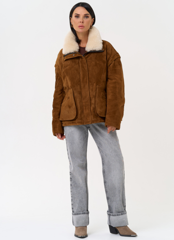 Пуховик - трансформер из натуральной замши