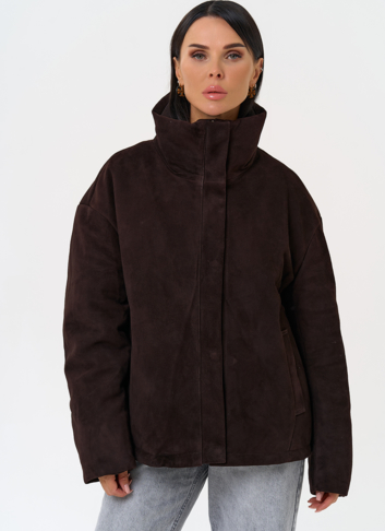 Куртка -пуховик из натуральной замши