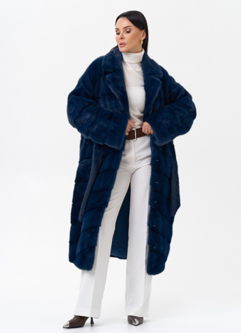Длинная шуба с английским воротником
