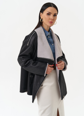 Женская дубленка из эко замши 