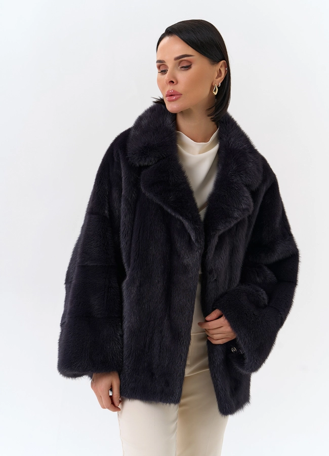 Шуба из меха норки с английским воротником модель № 31874 универмаг малина