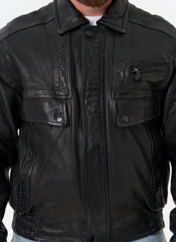 Мужская куртка бомбер из натуральной кожи