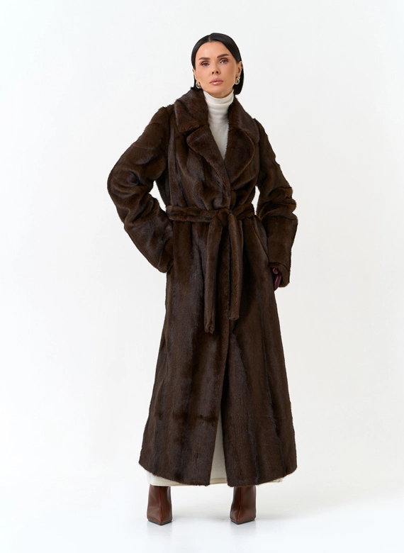 Длинная шуба из эко меха фото