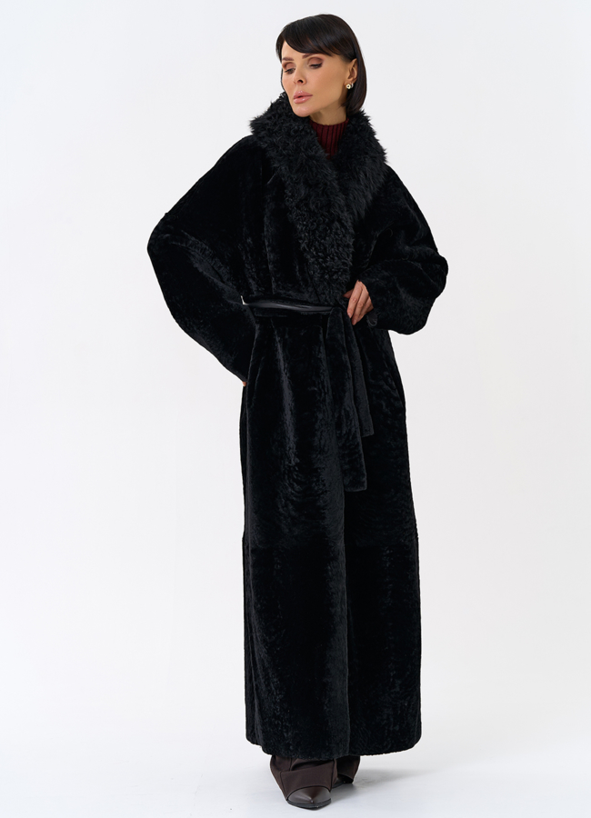 Женская натуральная дубленка с воротником шаль модель № 31852 в рассрочку