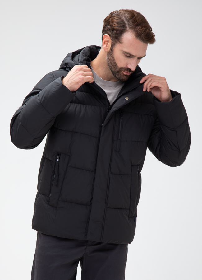 фото Мужской пуховик с капюшоном  модель № 28003