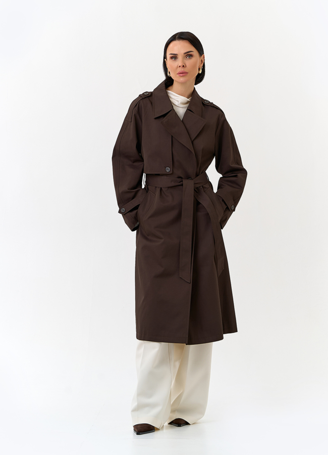 Женский плащ с поясом модель № 32820 универмаг малина