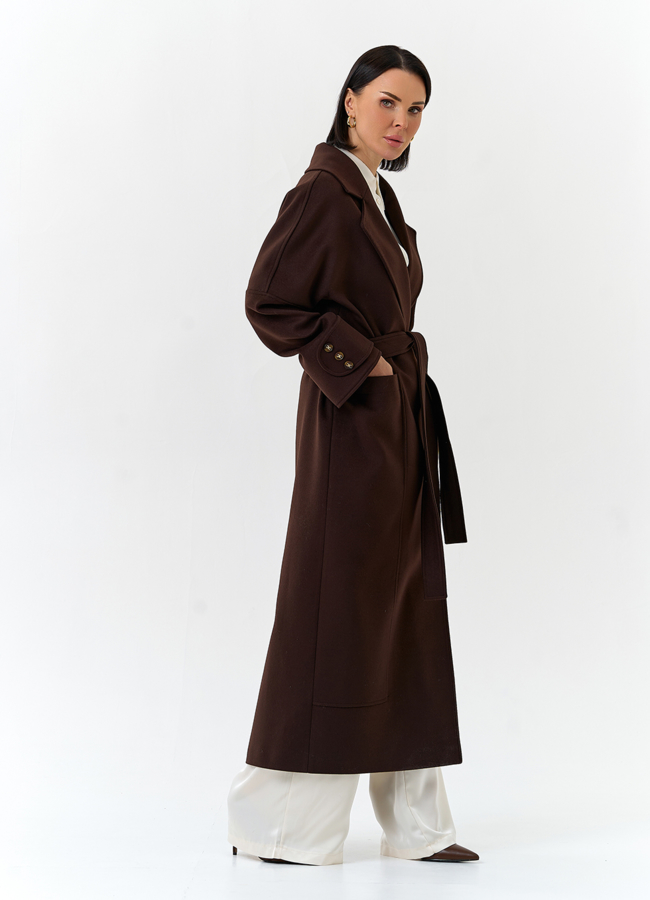 Женское длинное пальто с английским воротником модель № 32646 универмаг малина