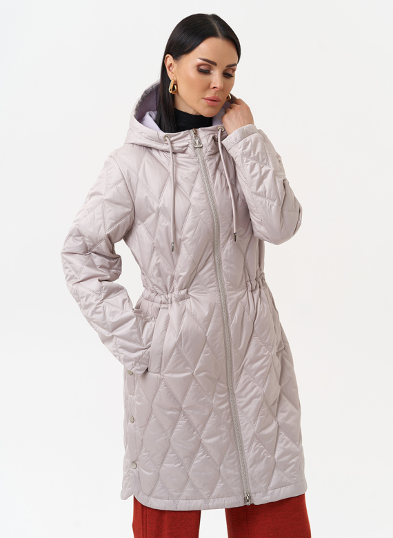 Женское утепленное полупальто с капюшоном