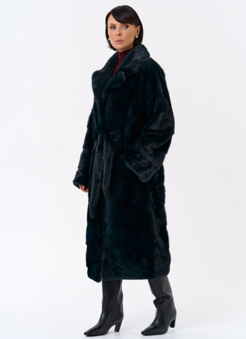 Зеленая шуба из норки