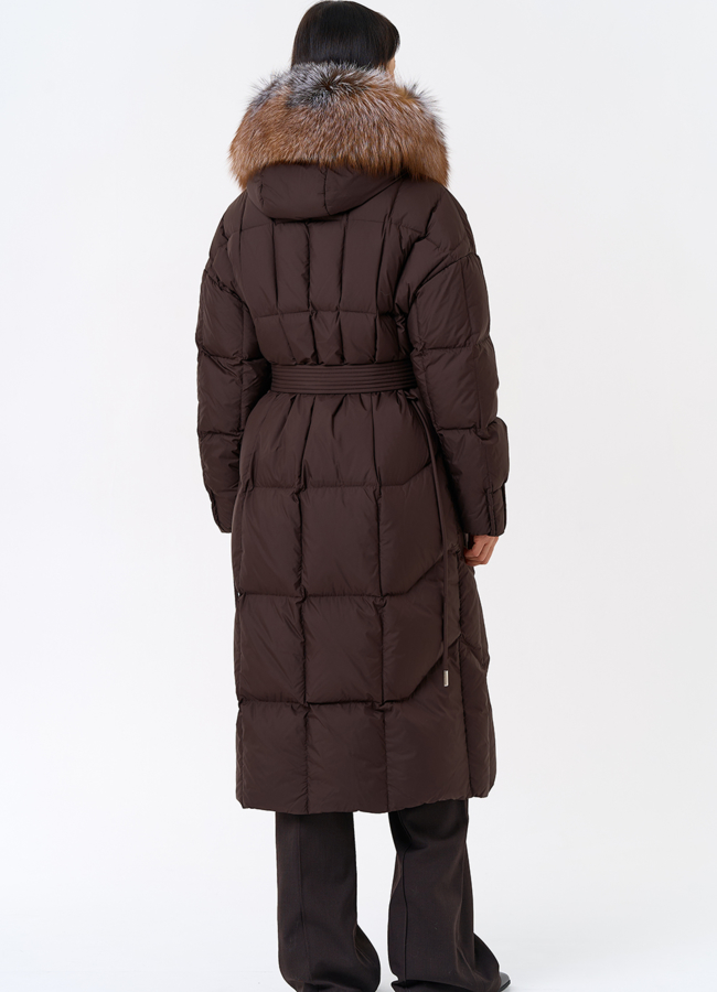 фото Женский пуховик с отделкой из меха блюфрост модель № 31797