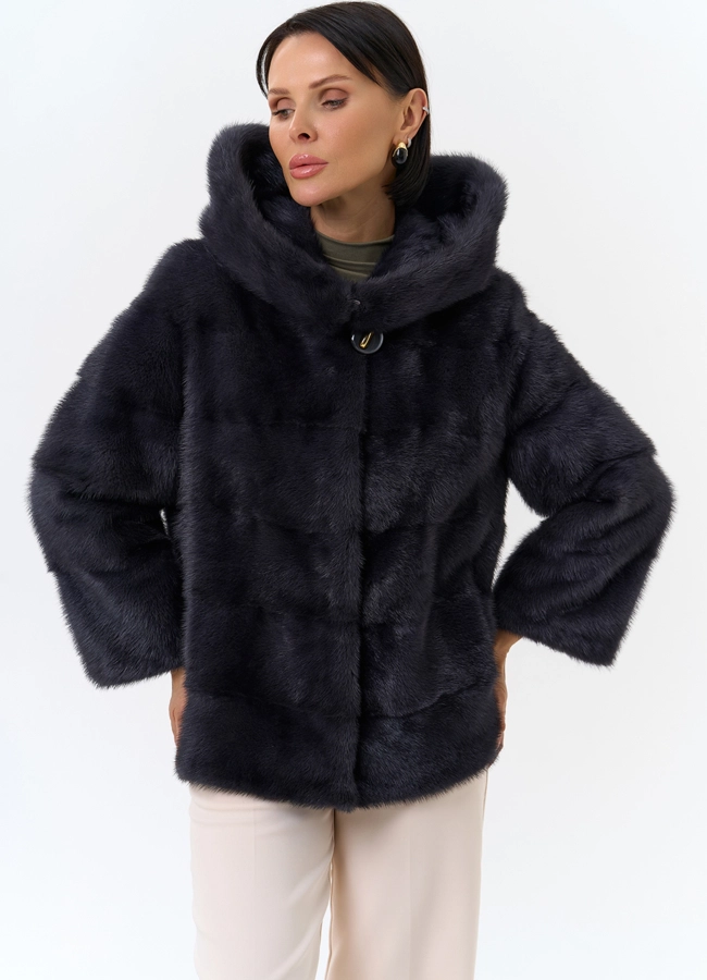 Норковая шуба трансформер с капюшоном модель № 24956 универмаг малина