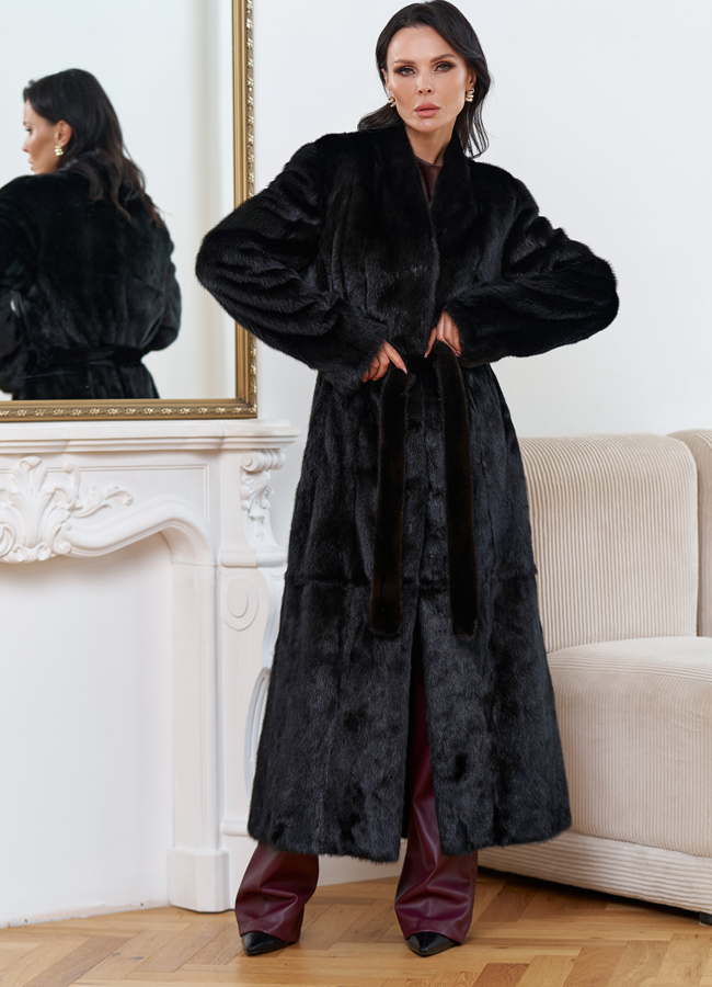 Женская длинная шуба из меха норки модель № 30691 универмаг малина