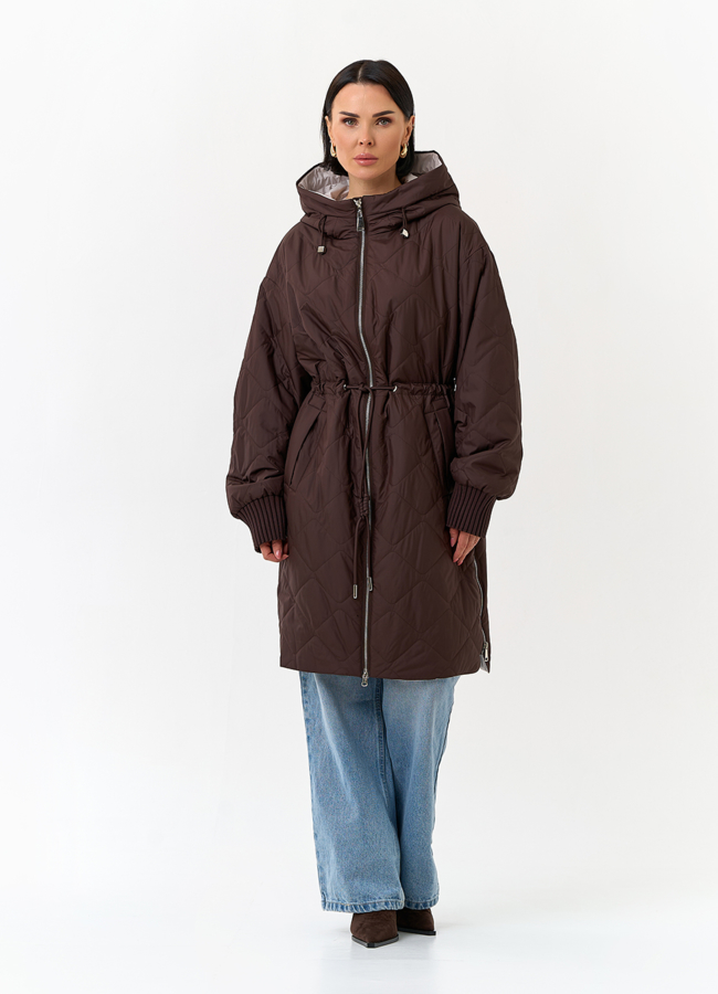Женское утепленное пальто с капюшоном модель № 32848 универмаг малина
