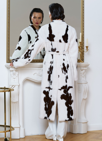 Шуба из меха норки в расцветке "ягуар"