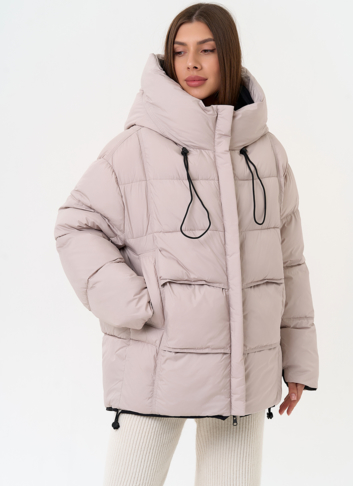 Двухсторонний женский пуховик с капюшоном