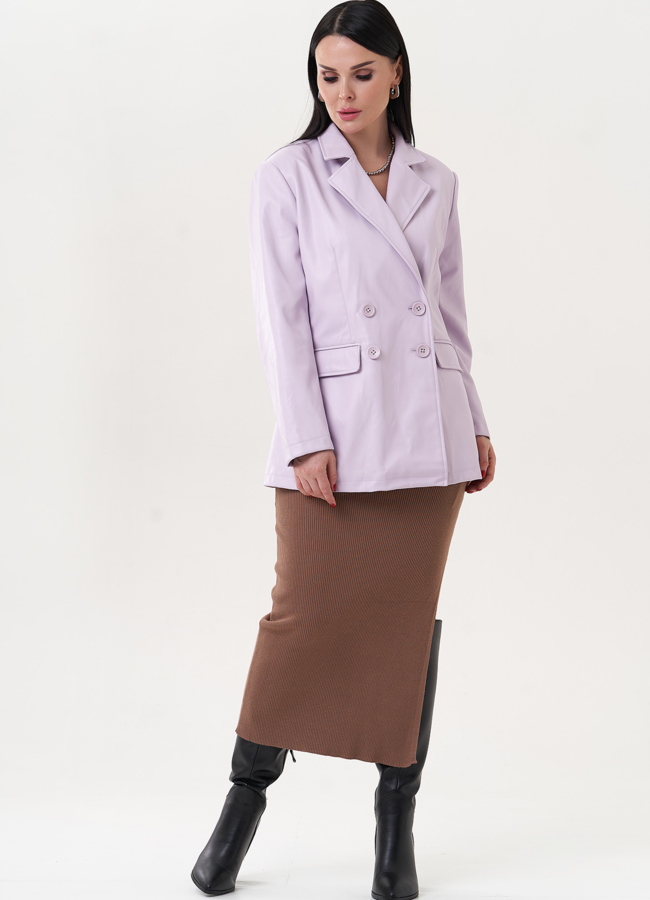 фото Пиджак из эко кожи сиреневого цвета модель № 26741
