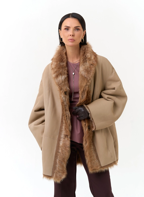 Женская двухсторонняя дубленка фото
