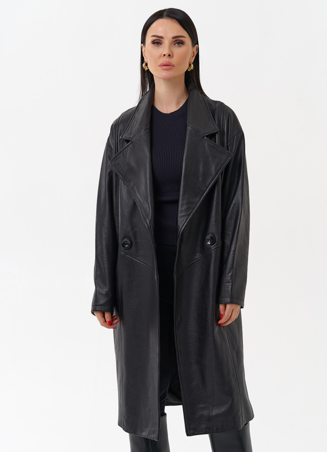 Плащ женский длинный из натуральной кожи модель № 4447 универмаг малина