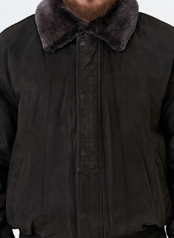 Куртка пилот из натуральной кожи с отделкой из овчины