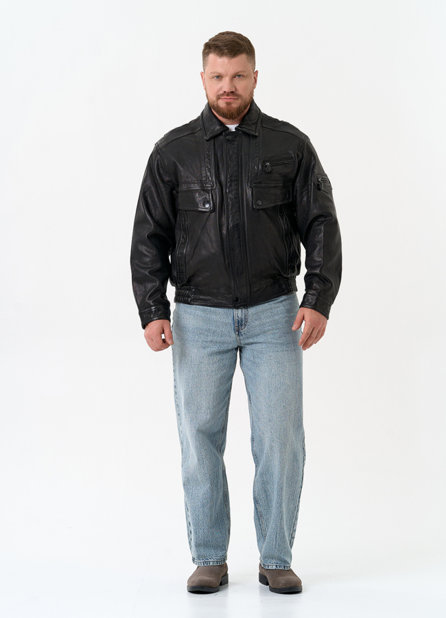 Мужская куртка бомбер из натуральной кожи модель № 32898 в кредит