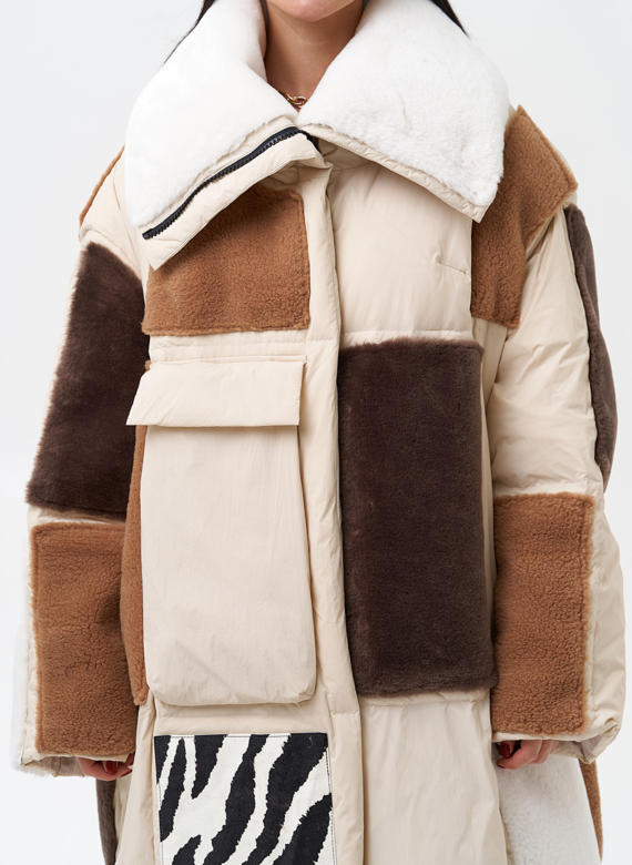 Комбинированный женский пуховик 