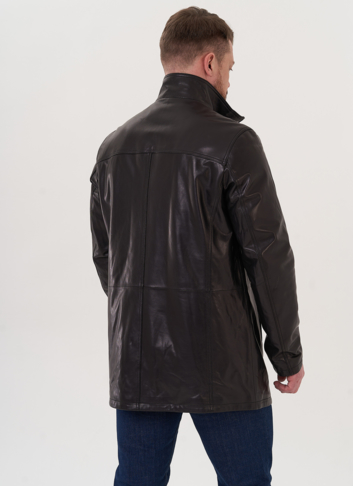 Удлиненная куртка из натуральной кожи