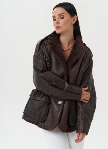 Комбинированная куртка из натуральной кожи и овчины