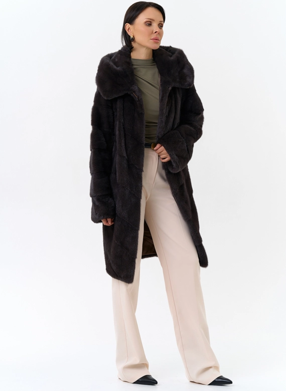 Норковая шуба с капюшоном