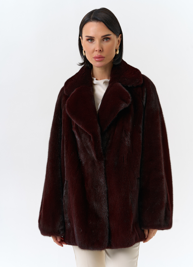 Женская шуба из скандинавской норки с английским воротником модель № 32047 универмаг малина