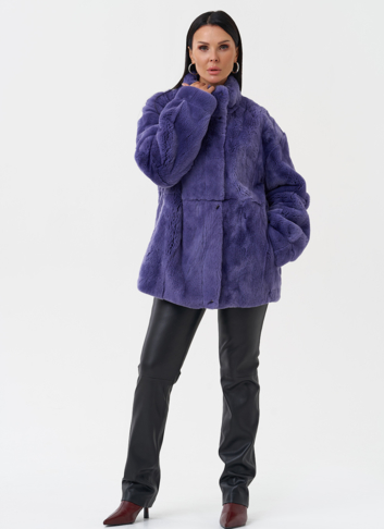 Яркая шуба из меха кролика