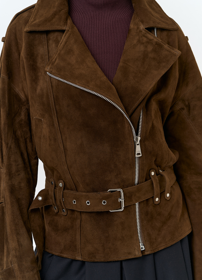 Женская куртка из натуральной замши с поясом модель № 32887 универмаг малина