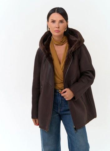 Женская дубленка из эко замши