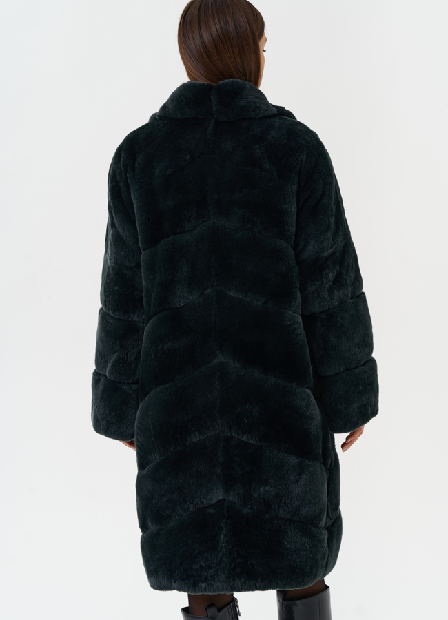 Шуба из меха кролика зеленого цвета модель № 28033 универмаг малина