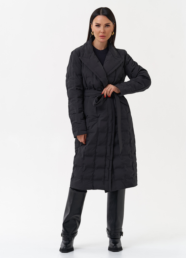 Женское утепленное пальто с английским воротником модель № 29900 в кредит