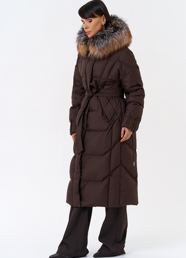 Женский пуховик с отделкой из меха блюфрост модель № 31797 в рассрочку