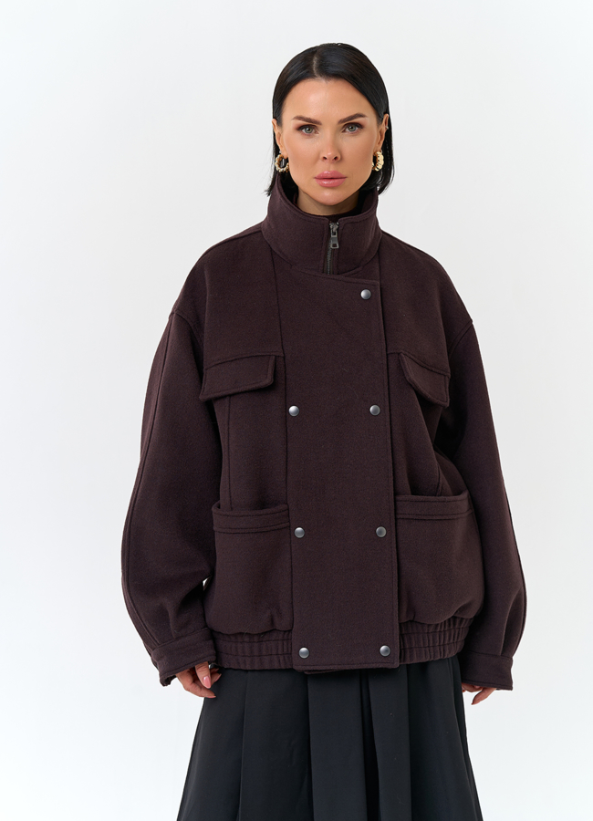 фото Женское укороченное пальто бомбер модель № 32800