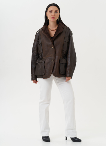 Комбинированная куртка из натуральной кожи и овчины