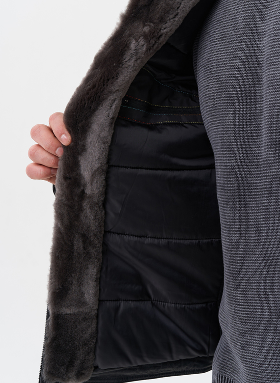 Куртка из натуральной кожи с отделкой из мутона