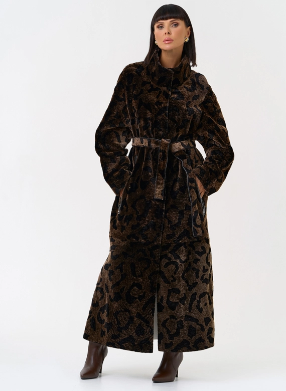 Женская натуральная дубленка с леопардовым принтом фото