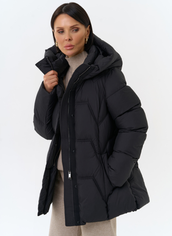 Женский пуховик с поясом