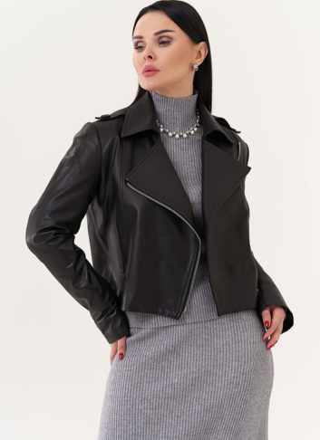 Укороченная куртка из натуральной кожи